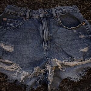 Garage Dark Blue Distressed Jean Shorts